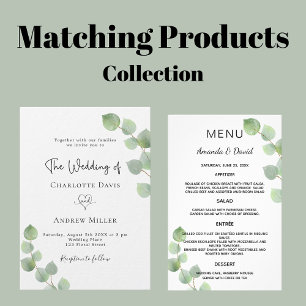 Eucalyptus greenery marble wedding  all in one invitation