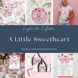 A Little Sweetheart Baby Keepsake Birth Stats Bow Cushion