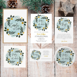 Baby Its Cold Outside Winter Blue Gold Baby Shower Thank You Card