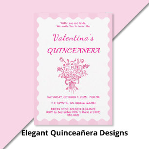Elegant Quinceañera Floral Bouquet   Pink & White  Classic Round Sticker