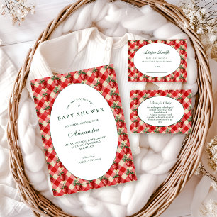 Strawberry Gingham Cottage Diapper Raffle Enclosure Card