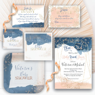 Navy Blush Gold Baby Shower Paper Plate