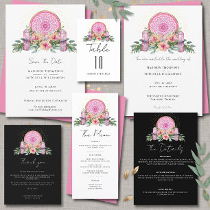 Pink Floral Mandala Crystals Metaphysical Wedding Save The Date