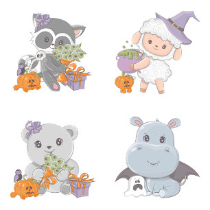 Halloween Hippopotamus Little Boo Baby Shower  Invitation