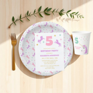 Magical Unicorn Girls Birthday Paper Plate