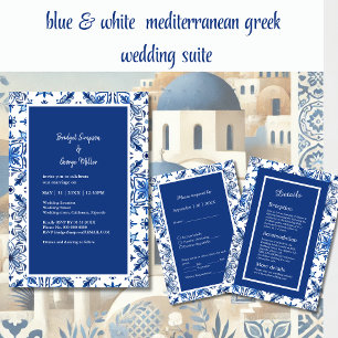 Santorini Blue Greek Wedding  Invitation