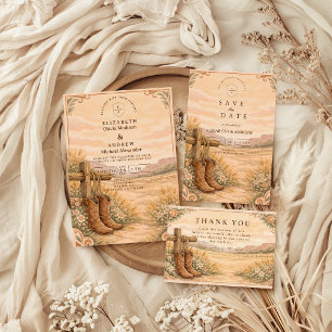 Cowboy Boots Desert Wedding RSVP Card
