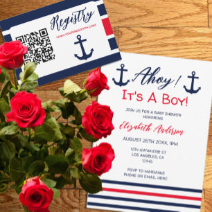Ahoy It's A Boy! Nautical Baby Shower Invitation