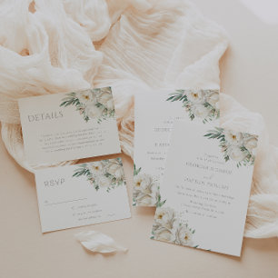 Elegant Sage Leaf & White Floral Wedding Wine Label