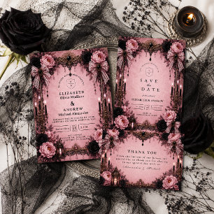 Romantic Pink Goth Wedding Enclosure Card