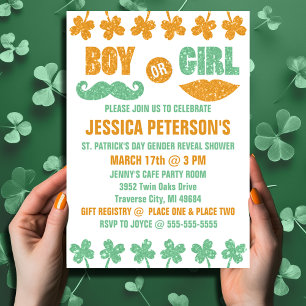 Cute Saint Patrick's Day Baby Shower Gender Reveal Classic Round Sticker
