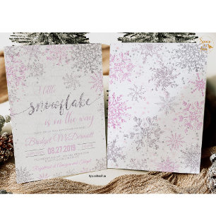 Snowflake Winter Baby shower Girl  Invitation