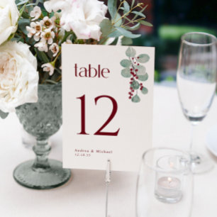 Simple Burgundy Vine Winter Wedding Modern Invitation