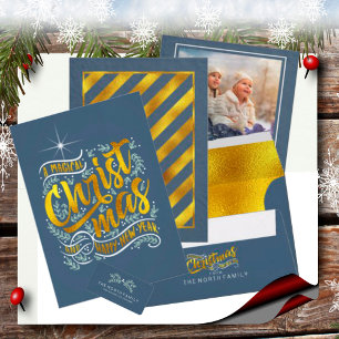 Magical Christmas Typography Photo Gold ID441 Holiday Card