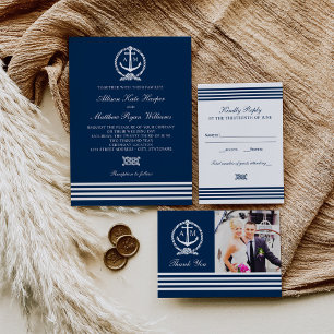 Nautical Navy Wedding Tying the Knot Address Wrap Around Label