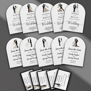 Romantic Chic Black And White Bride Groom Wedding Invitation