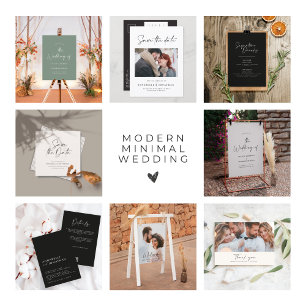 Modern minimal terracotta contemporary wedding invitation