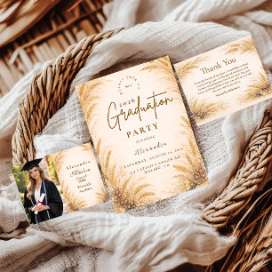 Vintage Wheat Field Graduation Party RSVP Card