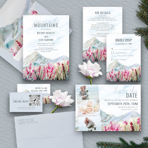 Watercolor Mountain Wildflower Meadow 3 Photo Save The Date