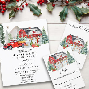 Christmas Winter Snow Barn Country Wedding Flyer