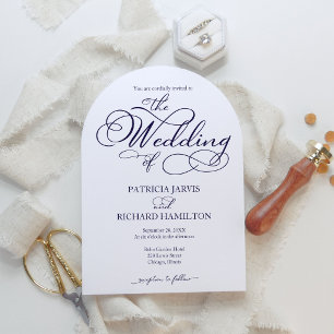 Nothing Fancy Just Love Navy Blue Casual Wedding Invitation