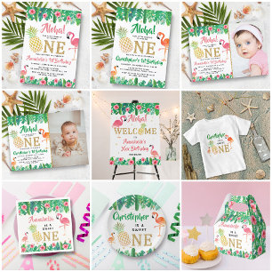 Tropical Summer Beach Luau Boys 1st Birthday Classic Round Sticker