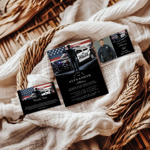 Photo Patriotic Police Officer Graduation Announcement