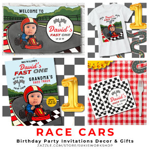 Fast ONE Racer Birthday Invitation