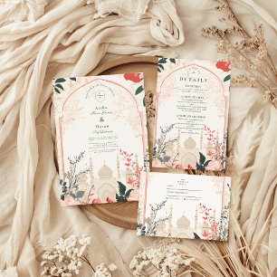 Traditional Elegant Floral Islamic Wedding RSVP Card