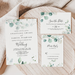 Summer Green Eucalyptus Foliage Wedding Reception Invitation
