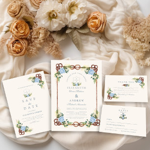 Elegant Watercolor Floral Nautical Wedding Save The Date
