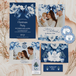 Chinoiserie Chic Blue Christmas Invitation