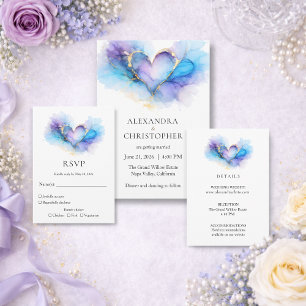 Blue Purple Gold Abstract Heart Wedding Seating  Acrylic Sign