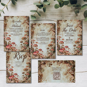 Photo Woodland Fall Watercolor Mushroom Wedding Save The Date