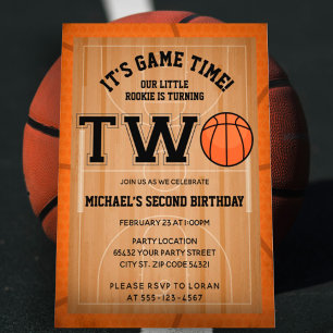 Basketball 2nd Birthday Photo Invitation