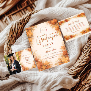Autumn Maple Leaves Graduation Party Invitation