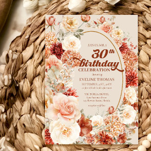 Fall bouquet terracotta blush groovy 30th birthday tapestry