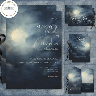 Dark Gothic Full Moon Night Sky Wedding Details Enclosure Card