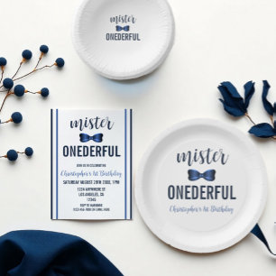 Mister Onederful Bow Tie 1st Birthday Paper Plate