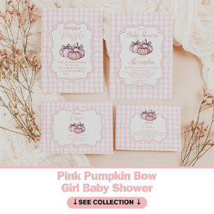 Pink Pumpkin Bow Girl Baby Shower Napkin