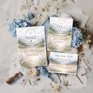 Romantic Misty Mountain Forest Wedding Invitation