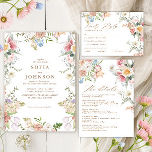 Boho Chic Wildflower Spring Garden Wedding Invitation