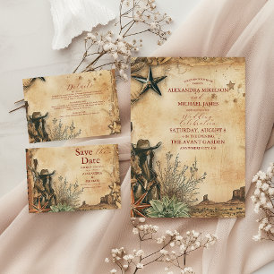 Western Boho Cactus Desert Landscape Wedding Enclosure Card
