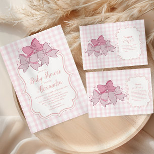 Pink Bow Girl Baby Shower  Invitation