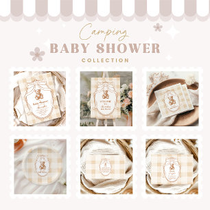 Gingham French Teddy Bear Baby Shower Napkin
