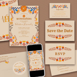 Mexican Floral Western Typography RSVP Card