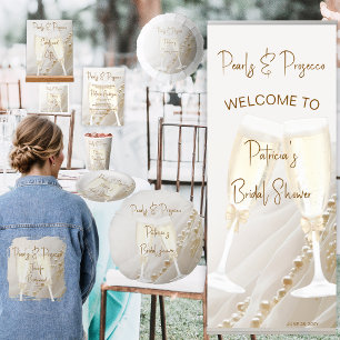 Pearls & Prosecco Modern Elegant Bridal Shower Acrylic Invitations
