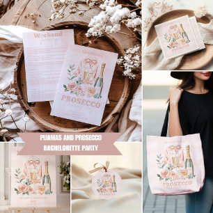 Pijamas and Prosecco Bachelorette Party Invitation