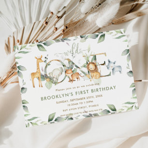 Chic Jungle Animals Greenery Drive By Baby Shower Invitation