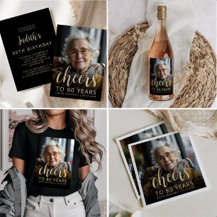 Custom Photo Cheers 80th Birthday Party Tri-Blend Shirt